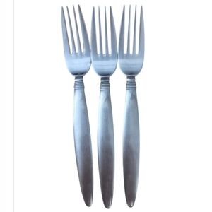 Set Of 3 Pfaltzgraff Raleigh 18/8 Satin Stainless Salad Forks Retired